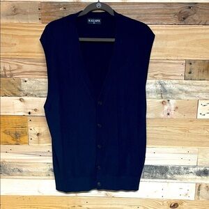 Kallspin size XL Button Down Navy Blue Super Soft Cashmere Blend Sweater Vest